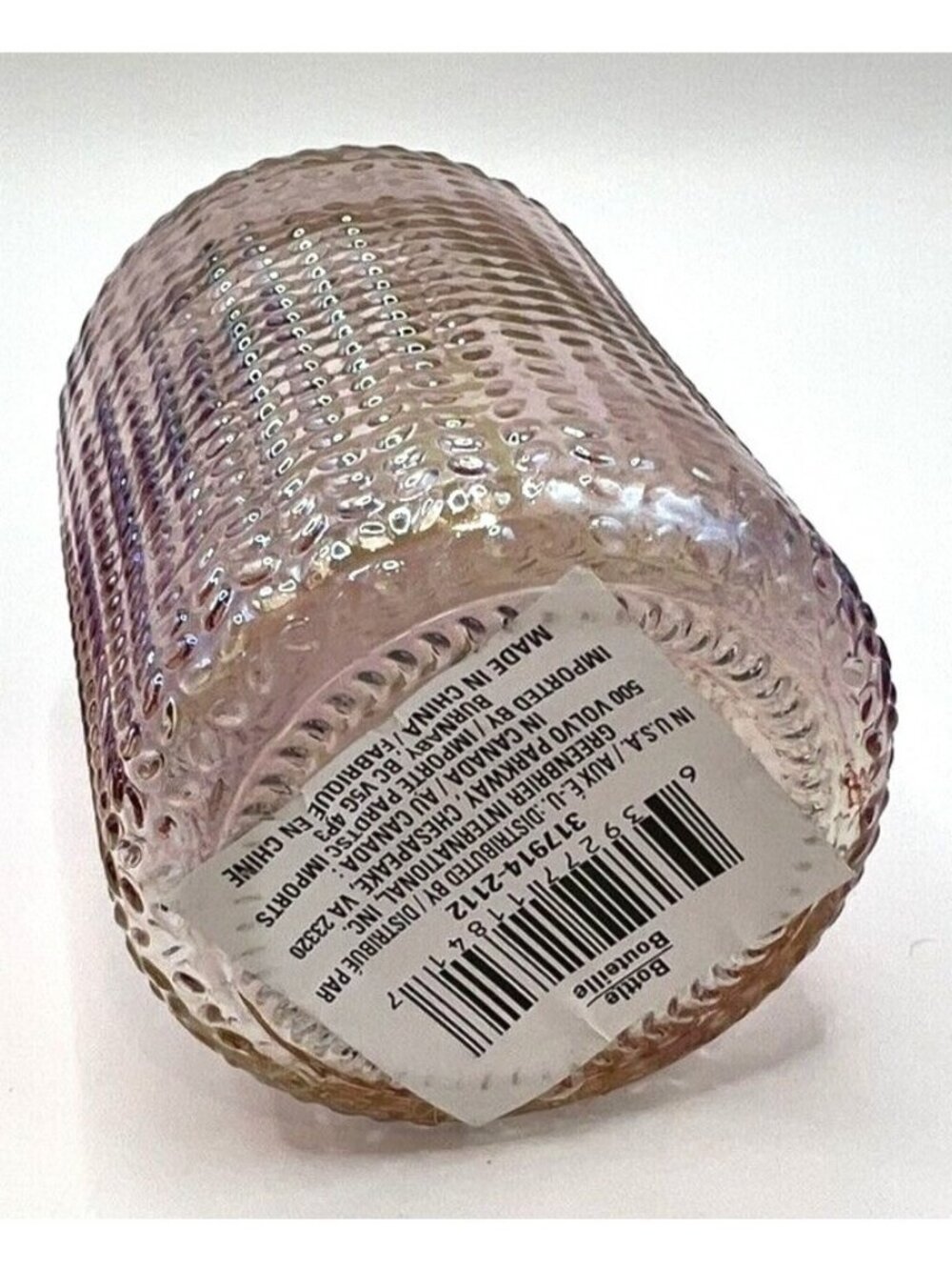 Iridescent Rose Pink Glass Vase Bottle With Gold Leaf Accent 4x2.5 Inches - Picture 3 of 4